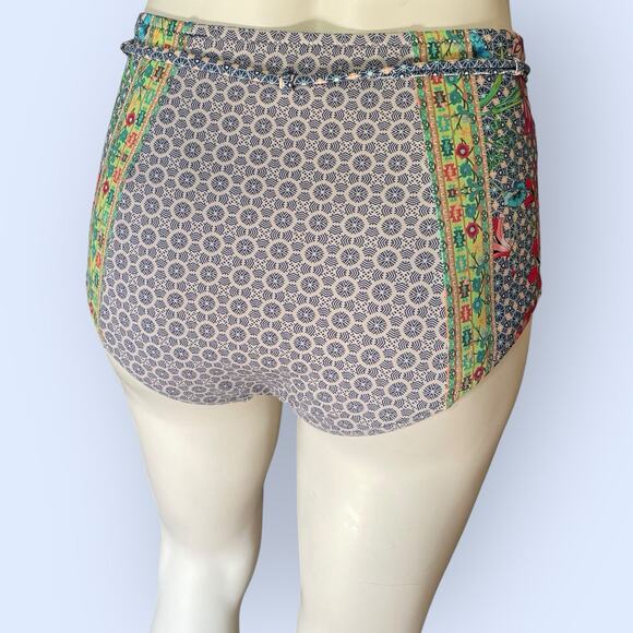 JOHNNY WAS WOMENS BAY BLUE Print HIGH WAIST BIKINI Bottoms SZ S 2 4 $120 NWOT - Picture 7 of 13